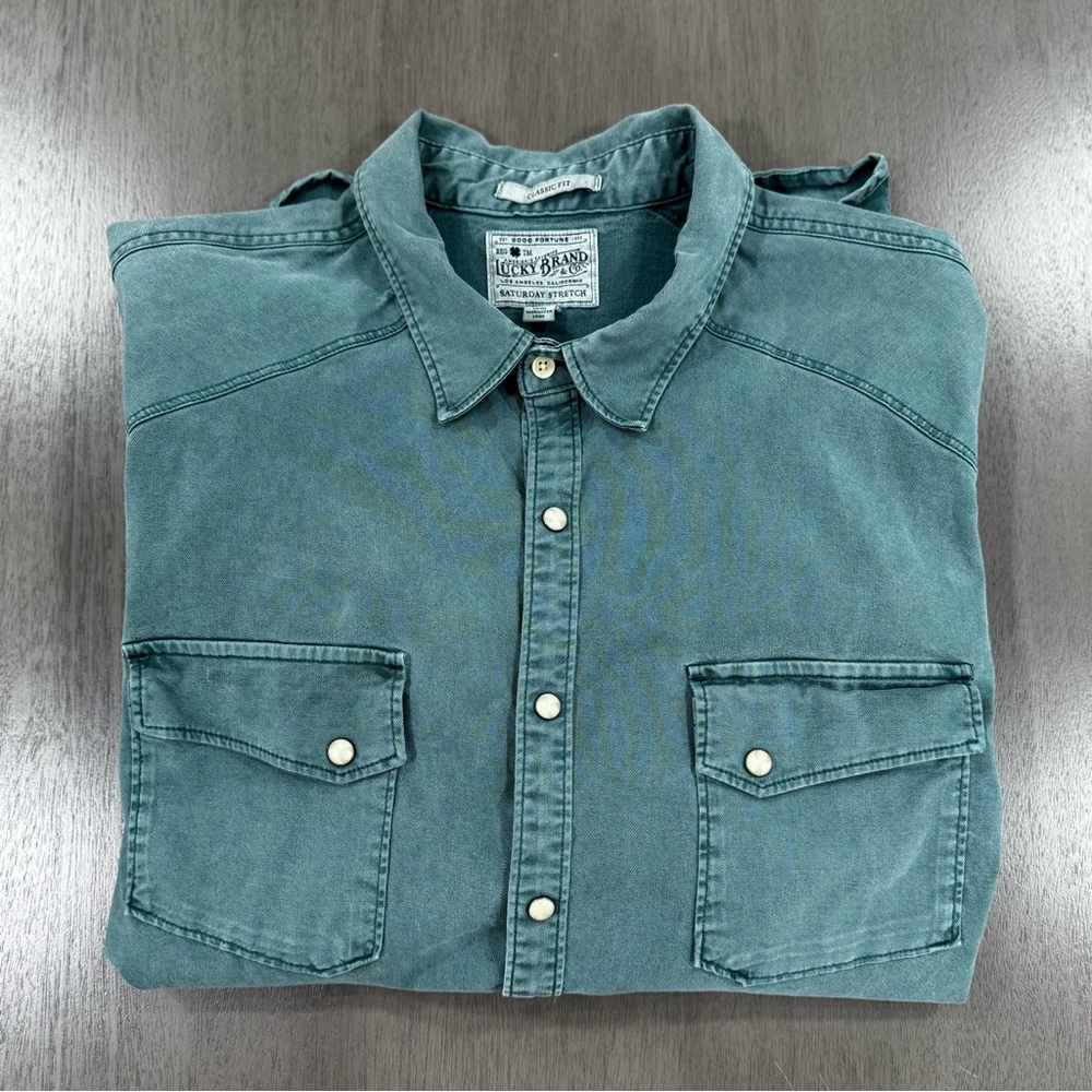 Lucky Brand Garment Dyed Western Shirt, size XL